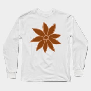 70's Inspired Brown Flower Long Sleeve T-Shirt